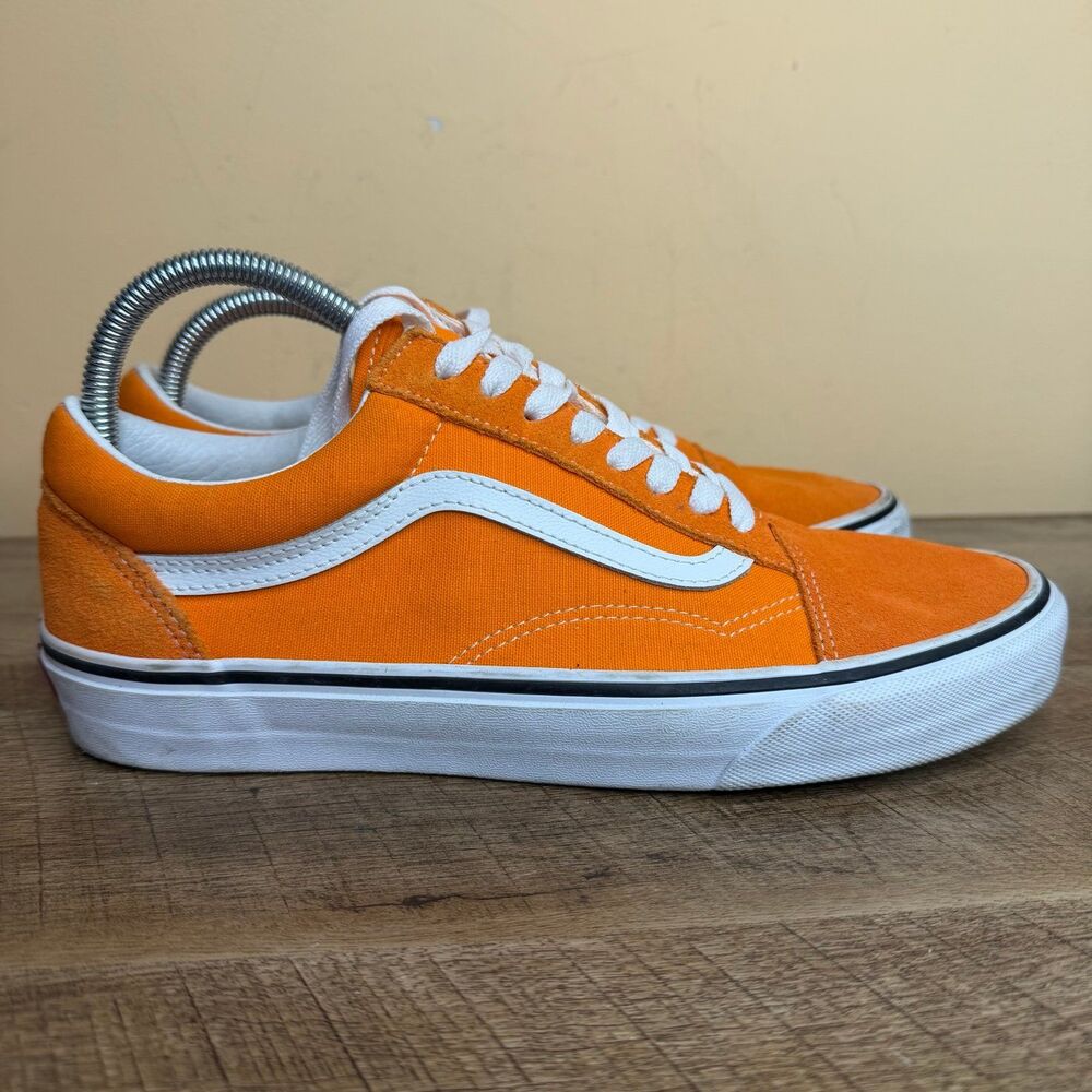 Vans Old Skool Unisex Men’s Size 8.5 Women’s Size 10 Tiger Orange & White shoes - Picture 3 of 8